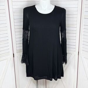 Love Fast Live Hard Lace Panel Sleeve Tunic Dress Black Large Gothic Boho Witchy